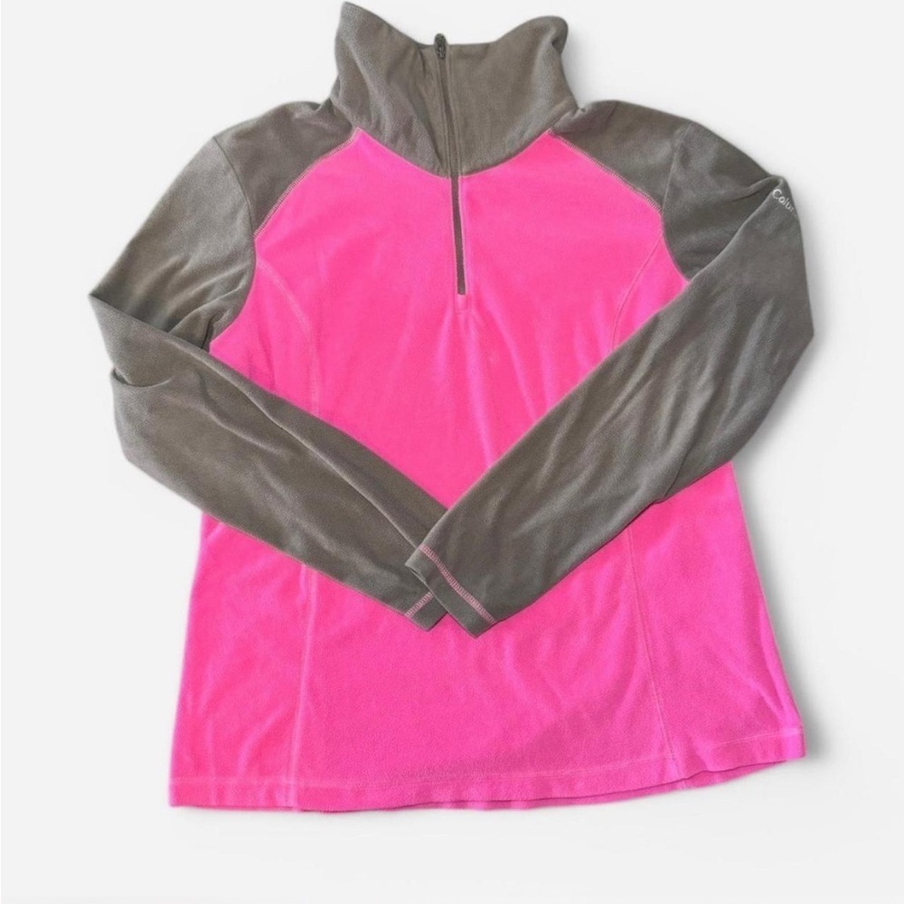 Columbia Fleece 1/4 Zip Womens X-Large Outdoor Hiking Pink Gray Lightweight